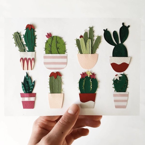 Кактус из цветной бумаги