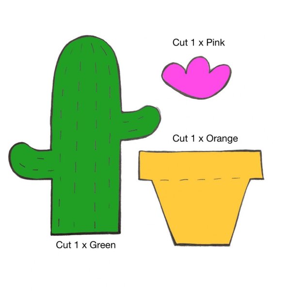 Кактус шаблон для аппликации