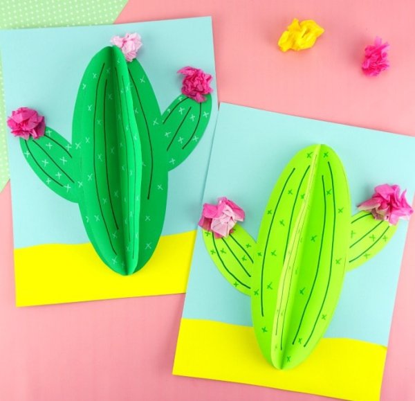 Поделка Кактус из цветной бумаги