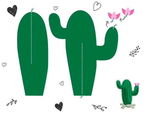 Кактус из бумаги шаблон