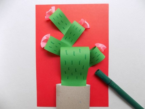 Кактус аппликация для детей