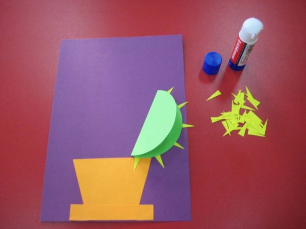 Кактус аппликация из бумаги