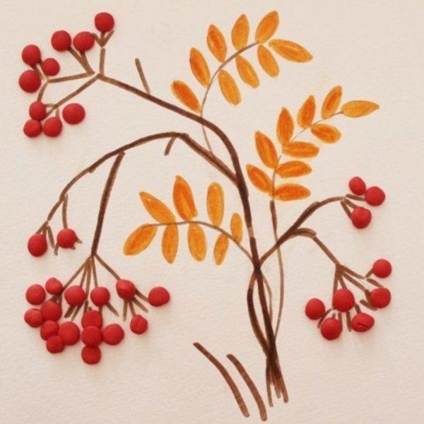 . Аппликация «ветка рябины» (а. н. Малышева)