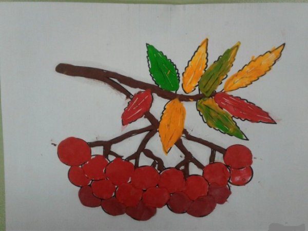 Пластилинография гроздь рябины в средней группе