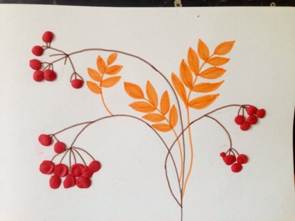 Аппликация ветка рябины