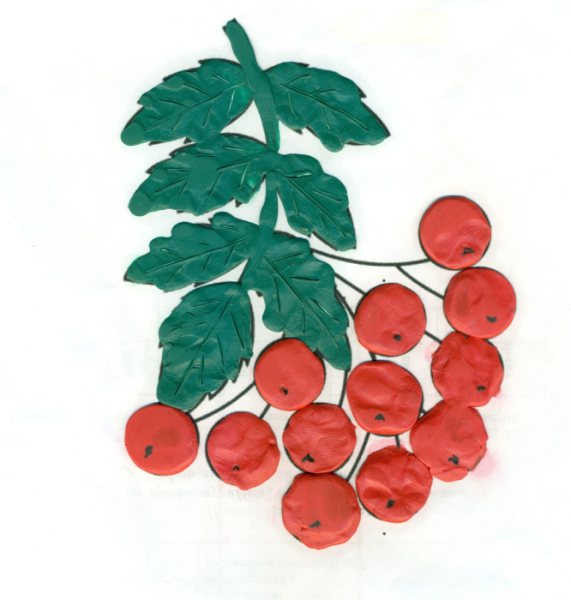 Пластилинография гроздь рябины