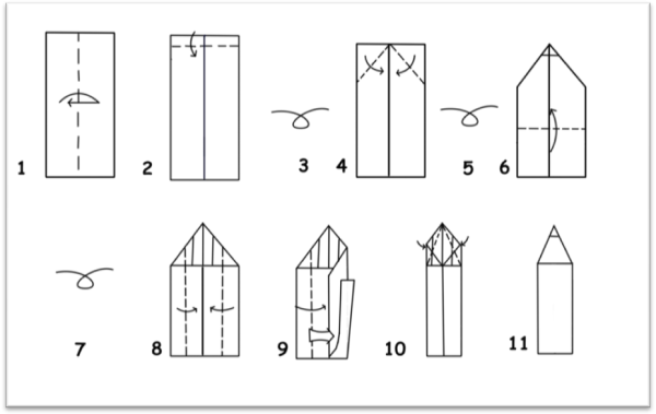 Оригами закладка карандаш из бумаги пошагово