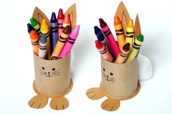 Поделки из втулки от туалетной бумаги для детей карандашница