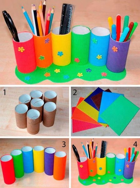 Подставка для карандашей из втулок