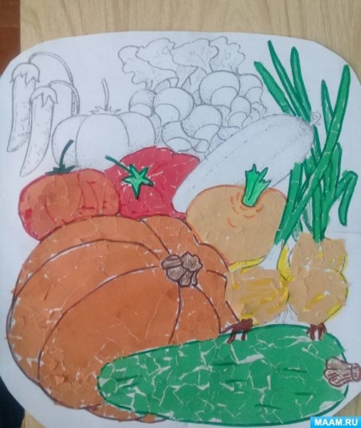 Дары осени. Огурцы, помидоры, картофель аппликация