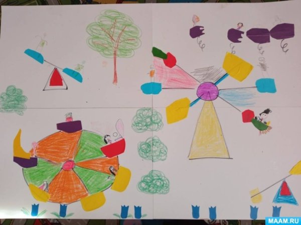 Аппликация детская площадка Лыкова подготовительная группа