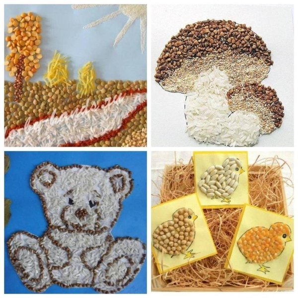 Аппликация из крупы