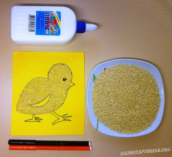 Аппликация с крупой для малышей