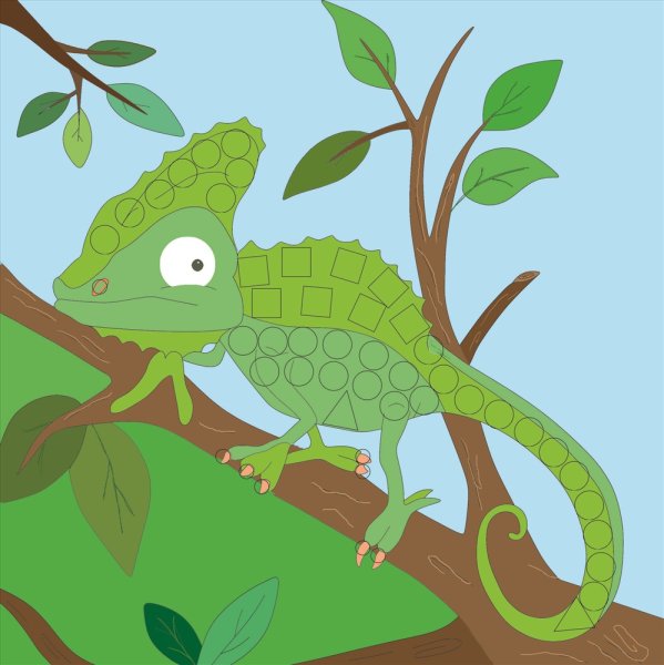 Ящерица из геометрических фигур