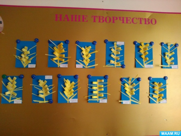 Аппликация колосок в средней группе