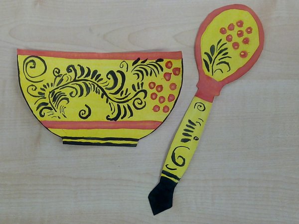 Роспись в подготовительной группе Хохломская ложка