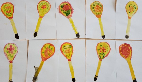 Хохломская роспись ложки в старшей группе