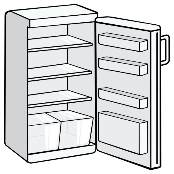 Холодильник открытый пустой