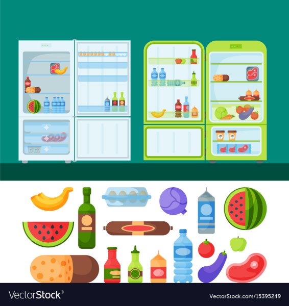 Аппликация холодильник с продуктами