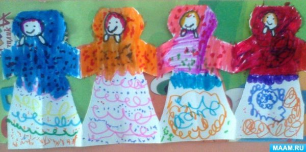 Аппликация хоровод матрешек в подготовительной группе