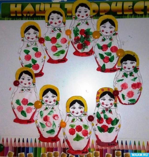 Аппликация Матрешка в старшей группе