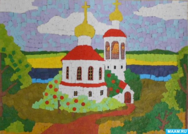 Церковь из цветной бумаги