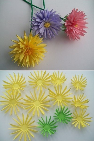 Хризантемы из цветной бумаги