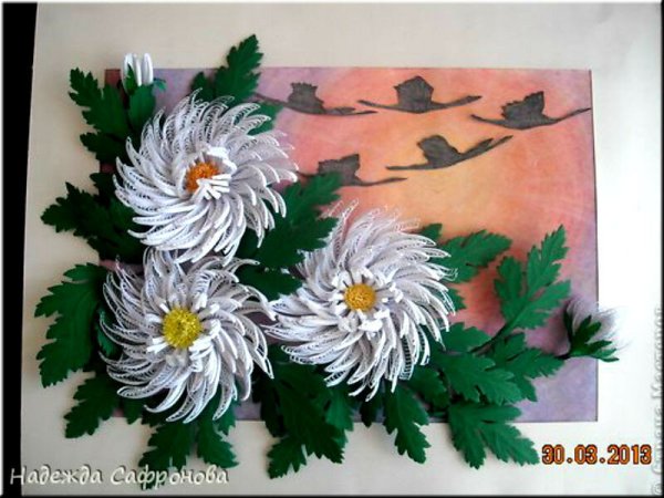 Хризантемы из гофрированной бумаги