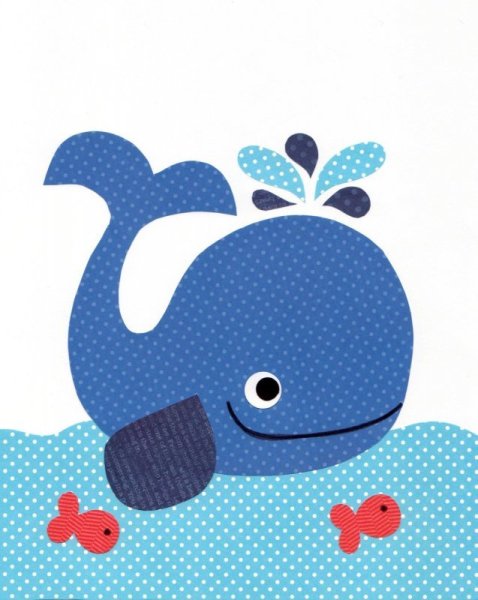 Аппликация из ткани кит