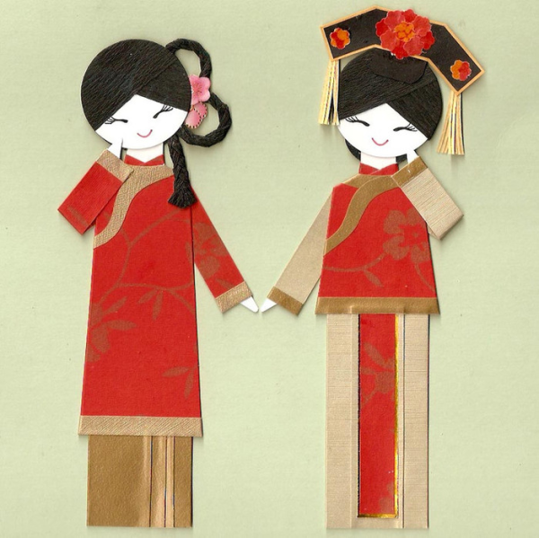 Кукла из бумаги китайской национальной одежды