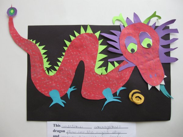 Дракон из цветной бумаги