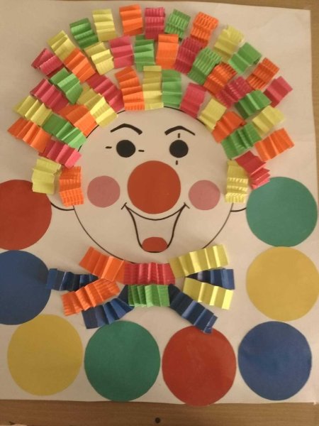 Весёлая аппликация "клоун"