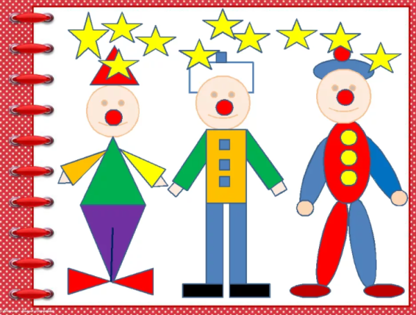 Клоуны из геометрических фигур средняя группа