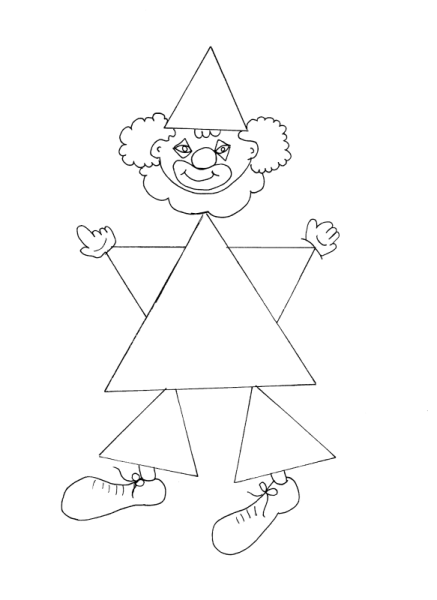 Клоун из геометрических фигур для детей