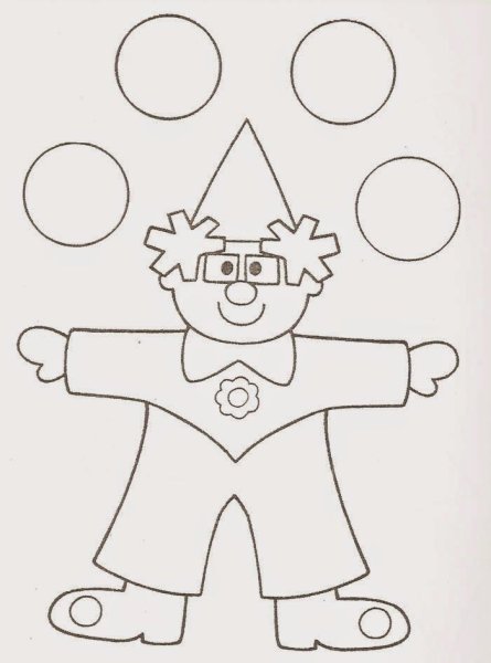 Трафарет клоуна для аппликации