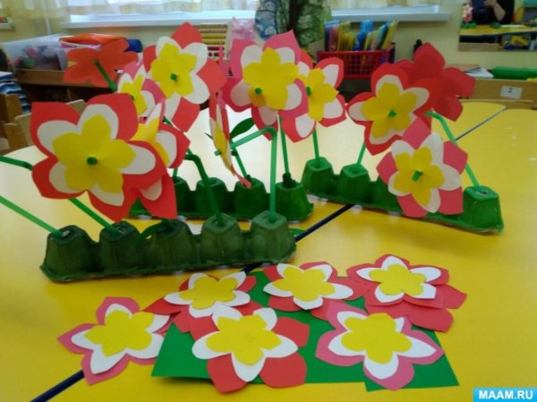 Аппликация Цветочная клумба в средней группе