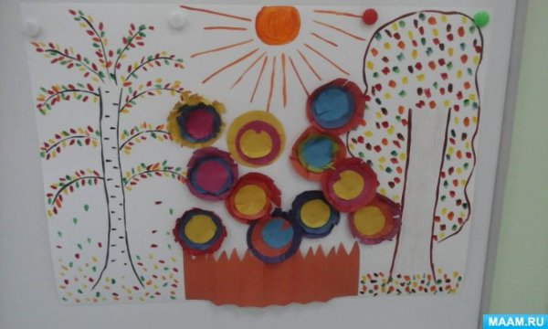 Аппликация в ср. гр. Цветочная клумба