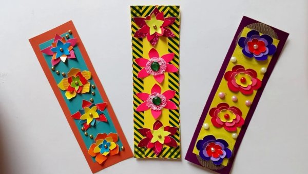 Закладки из картона и цветной бумаги