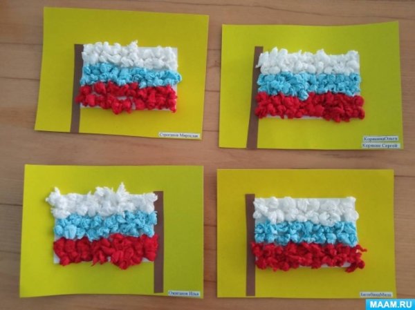 Аппликация ко Дню российского флага в подготовительной группе