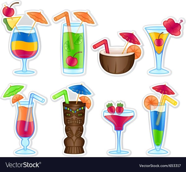 Аппликация коктейль с трубочкой