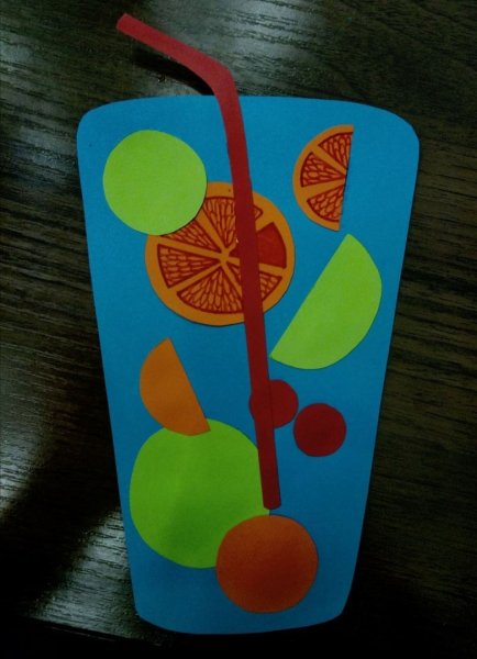 Аппликация коктейль с трубочкой