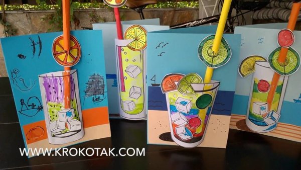 Поделка коктейль с трубочкой