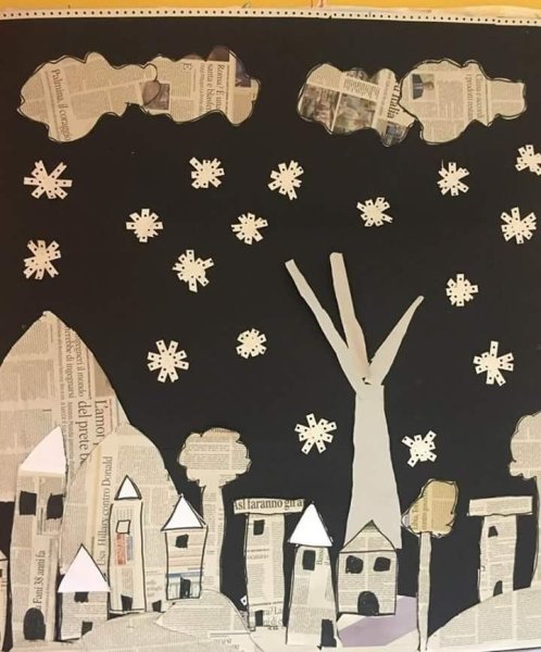 Аппликация город из газет