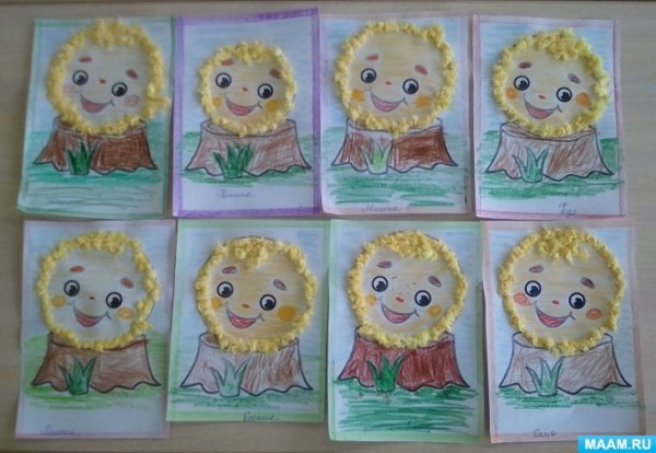 Аппликация по сказке Колобок в младшей группе