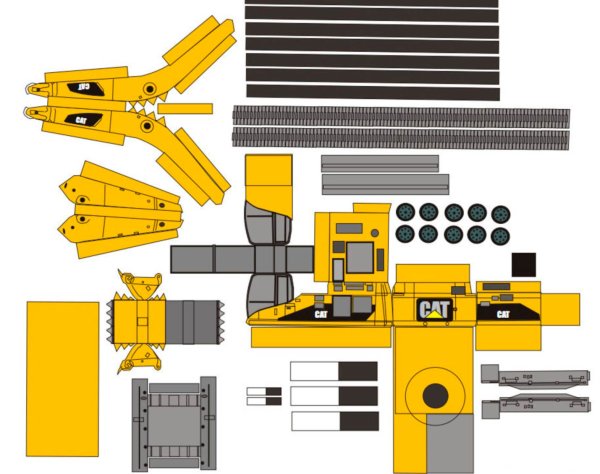 Развертка экскаватора из бумаги