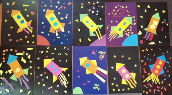 Аппликация звезды и кометы в подготовительной группе