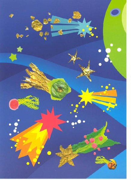 Аппликация звезды и кометы в подготовительной