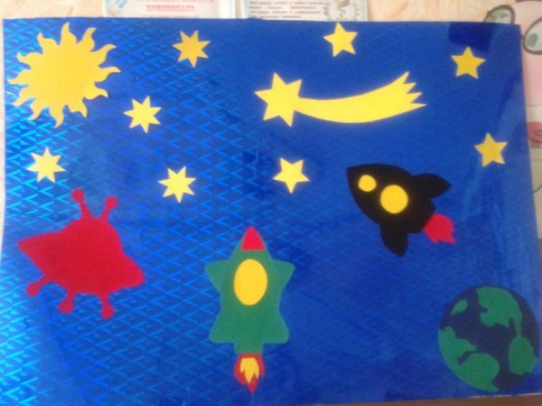 Аппликация звезды и кометы в подготовительной группе