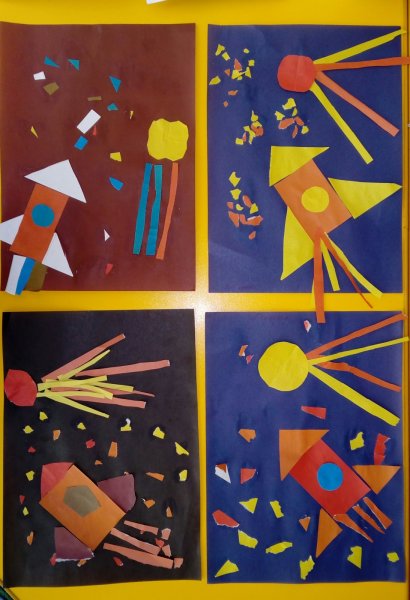 Аппликация ракета в средней группе