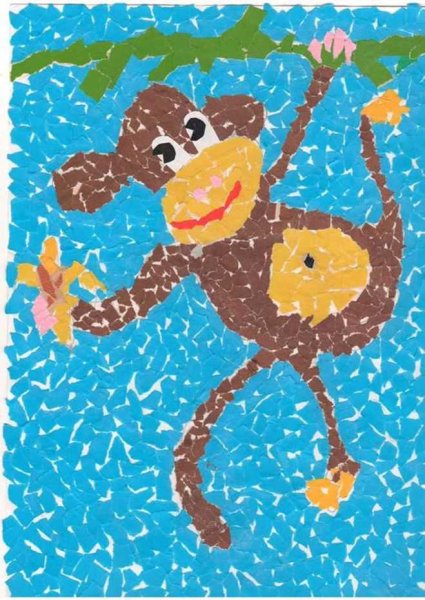 Аппликация из обрывных кусочков бумаги